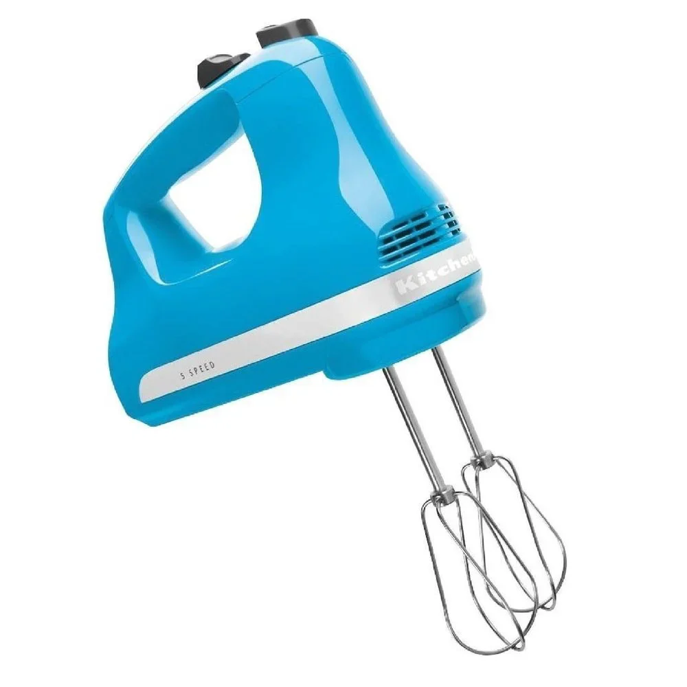 Manufacturer-Refurbished KitchenAid 5-Speed Hand Mixer in Crystal Blue color